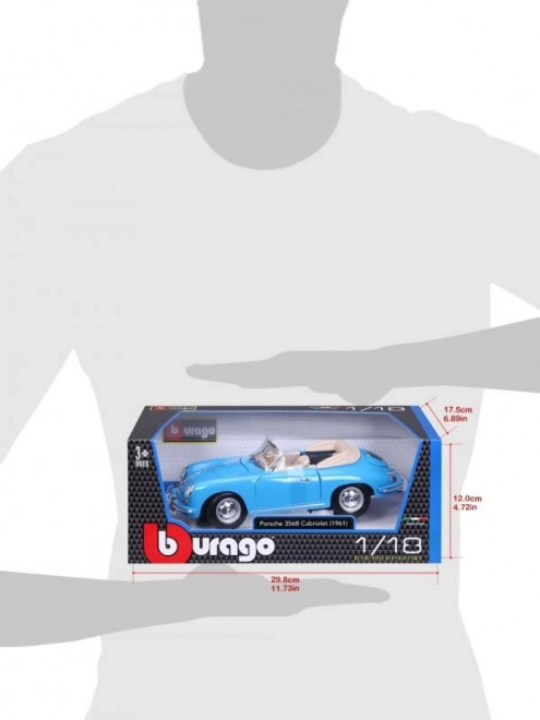 Kovový model Porsche 356B Cabriolet 1961 modrý
