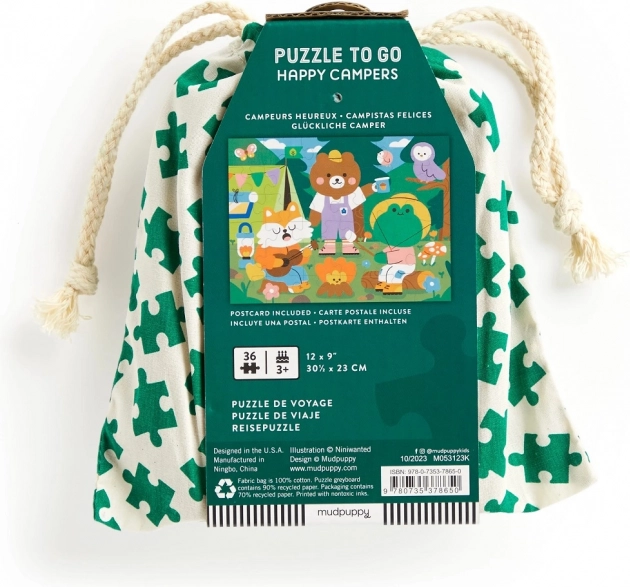 Mudpuppy Puzzle Veselí kempaři v látkovém pytlíku