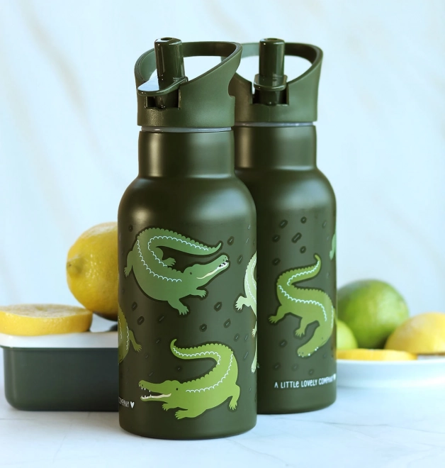 A Little Lovely Company Nerezová lahev na pití 500 ml – Krokodýl