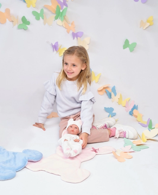 Realistická panenka New Born holčička s celovinylovým tělem 35 cm