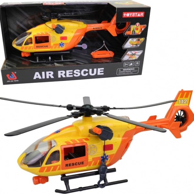 Záchranná helikoptéra se světlem a zvukem, funkční naviják a rotor