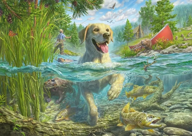 Puzzle Schmidt Labrador na rybách 1000 dílků
