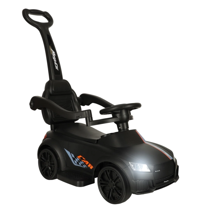 Černé odrážedlo auto s hudbou a světly