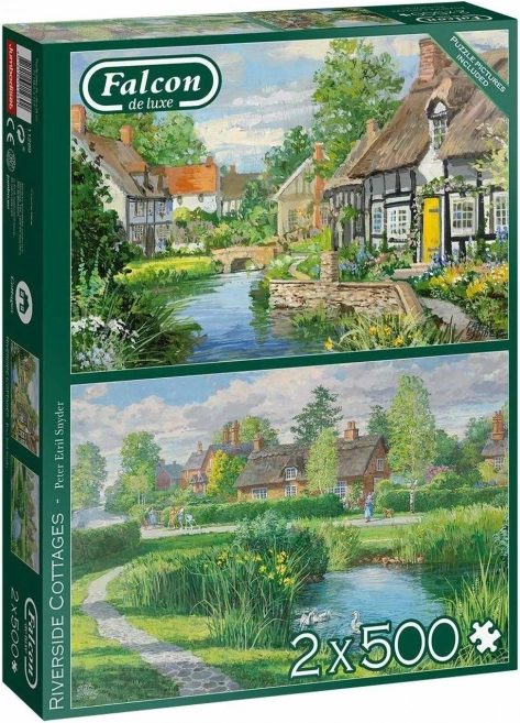Falcon puzzle Domky u říčních břehů 2×500 dílků