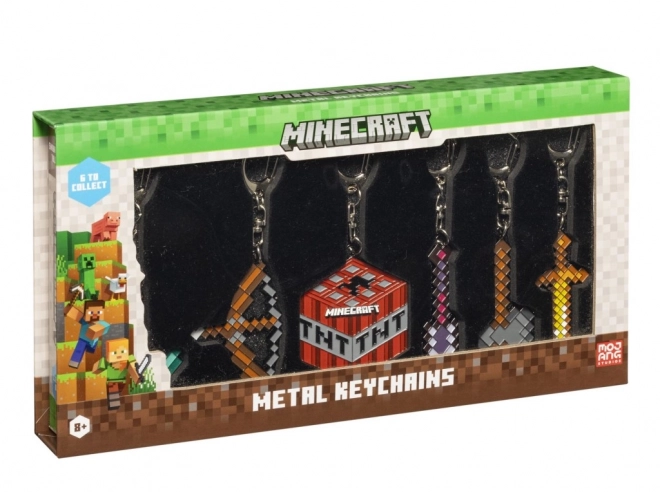 Minecraft kovový přívěšek 6 kusů v Deluxe balení