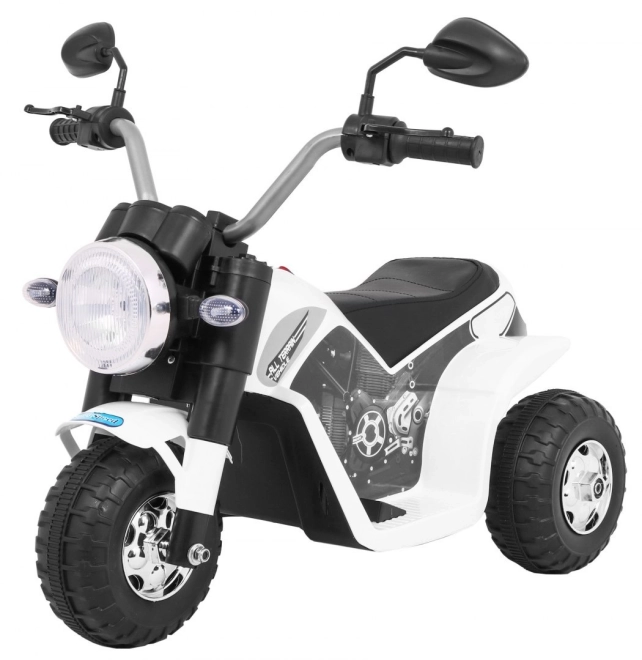 Dětské kolo MiniBike na baterie + zvuky + LED světla + eko kůže – Bílé