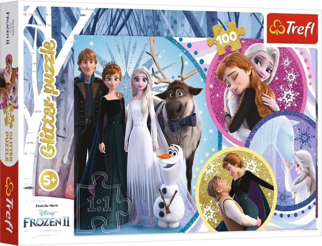 Puzzle 100 dílků s třpytkami – DISNEY FROZEN 2: v záři lásky