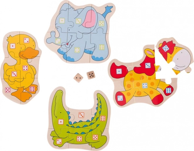 Puzzle hra s kostkami Zvířátka