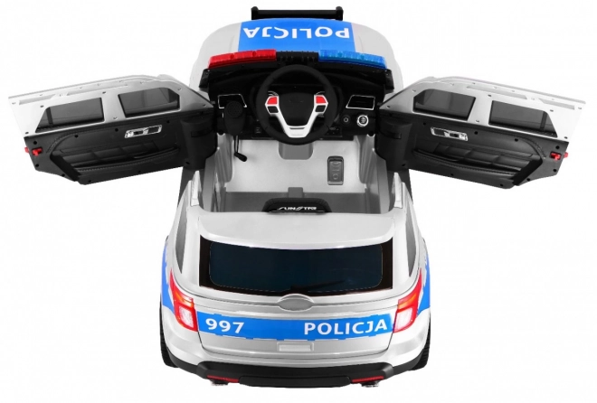 Dětské policejní auto SUV na baterie + sirény + světla + megafon + dálkové ovládání + pomalý start + EVA + samolepky