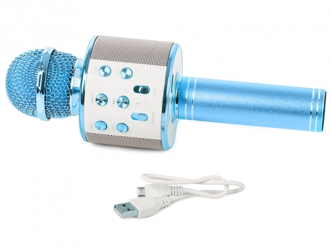 Bezdrátový karaoke mikrofon s reproduktorem – Modrá