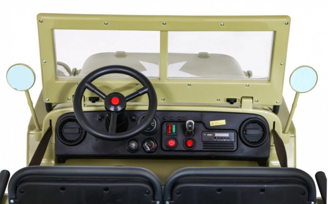 Retro vojenské auto pro děti s 4x4 pohonem, místem pro 3 a EVA kola