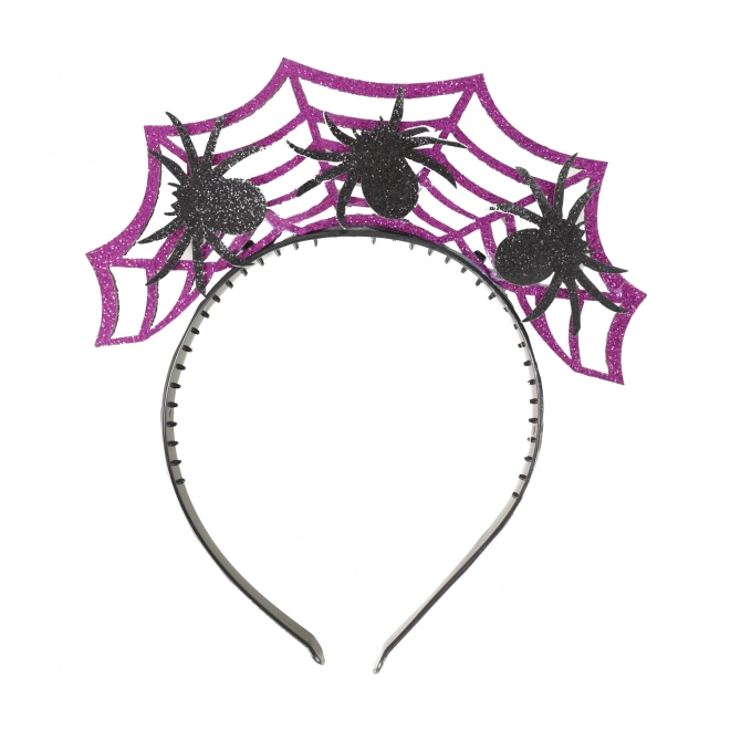 Čelenka Halloween fialová s pavoukem