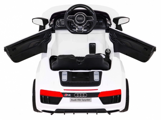 Audi R8 na baterie pro děti Bílá + Dálkové ovládání + EVA + Pomalý start + MP3 LED