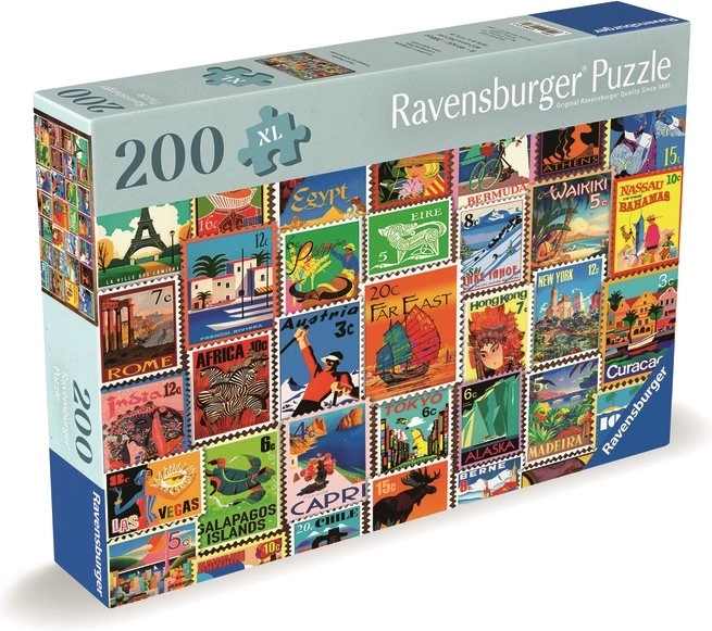 Puzzle známky z různých koutů světa 200 dílků