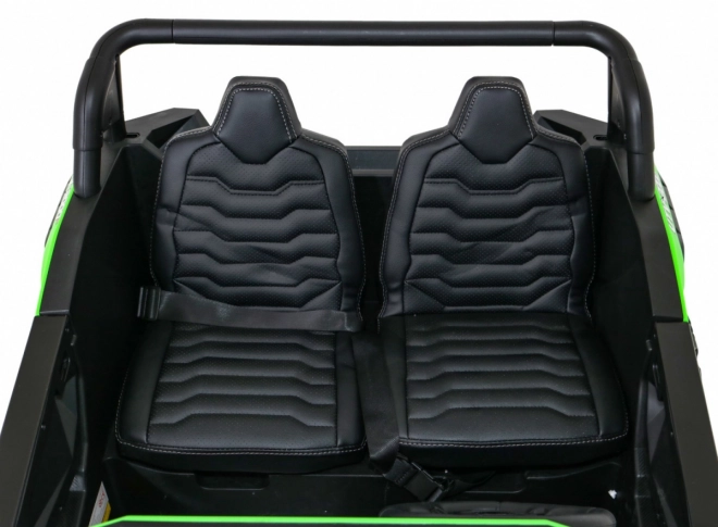 Silná závodní čtyřkolka buggy pro 2 děti Zelená + Střídavý motor + Nafukovací kola + LED audio