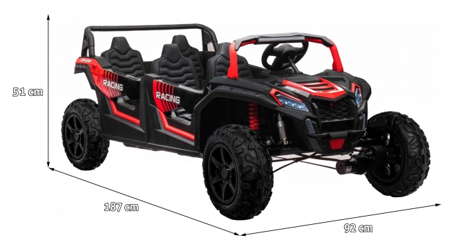 Čtyřmístná bugina ATV RACING UTV2000 s li-ion baterií – červená