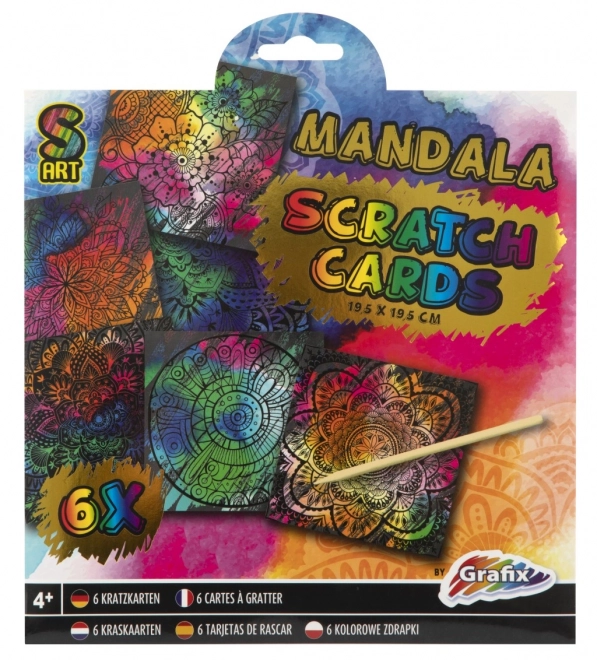 Vyškrabávací obrázky 6 ks zvířátka/mandala