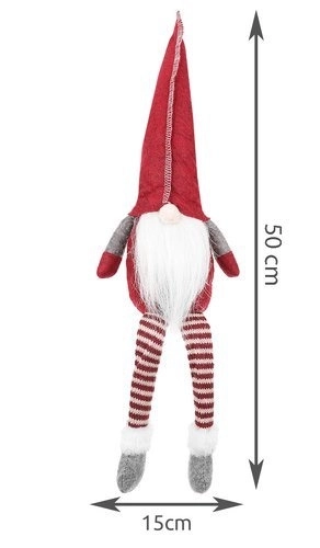 Vánoční sedící skřítek 50 cm – Červený