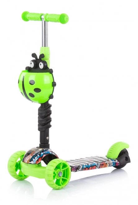 CHIPOLINO Koloběžka s vodící tyčí Kiddy Evo 3v1 – Green Graffiti
