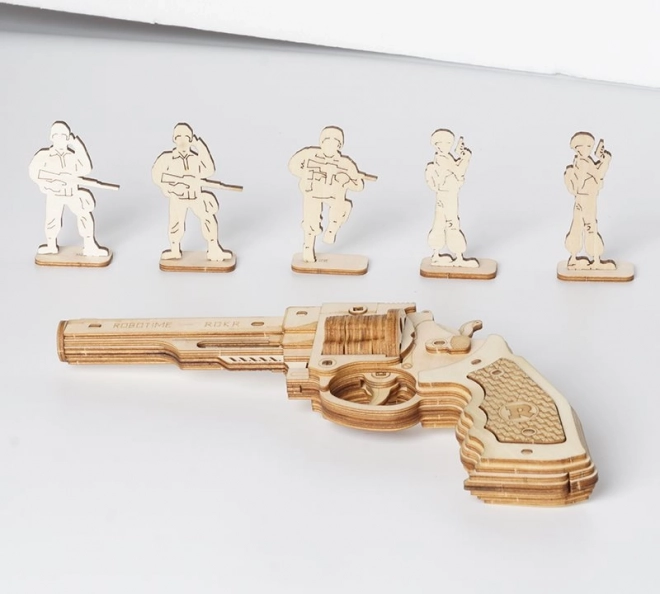 Dřevěné 3D puzzle revolveru Corsac od Robotime