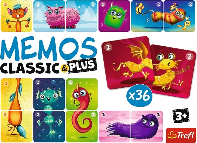 Pexeso Classic & Plus Roztomilé příšerky 3v1