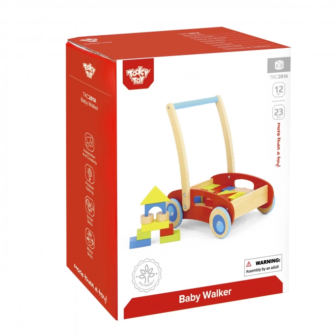 Dřevěný chodítko s kostkami Tooky Toy