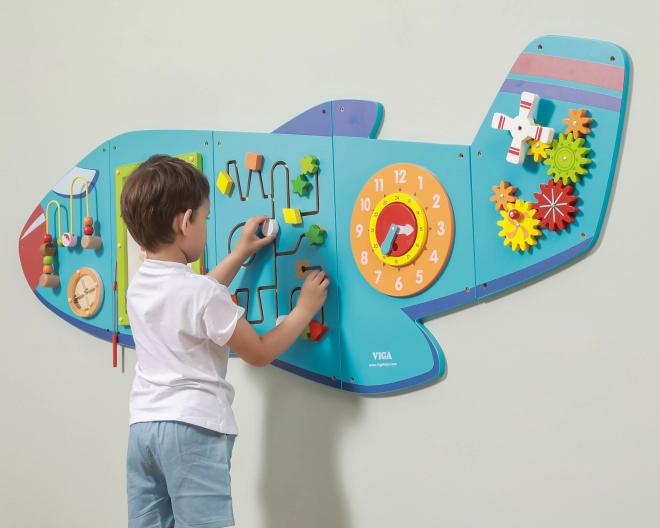 Dřevěná nástěnná senzorická tabule Letadlo VIGA Montessori