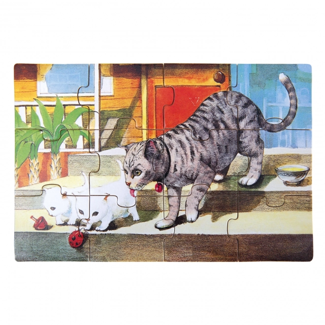 Dřevěné puzzle zvířátka v krabičce