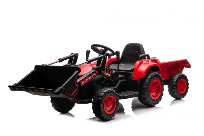 Dětský červený traktor s nabíjecím akumulátorem a lžící