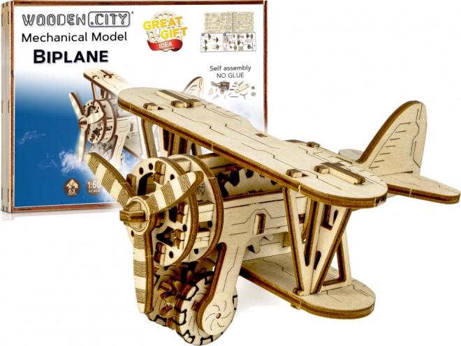 Dřevěné 3D puzzle dvouplošník
