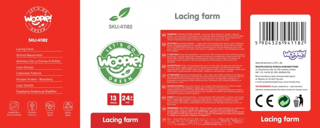 Dřevěné navlékací kostky zvířata farma