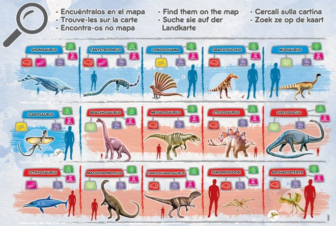 EDUCA Puzzle Mapa světa s dinosaury 150 dílků