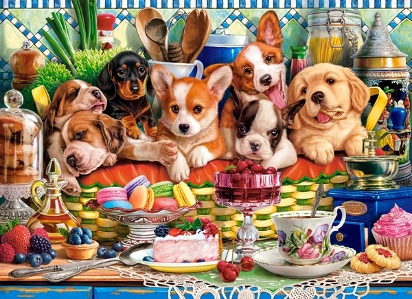 Puzzle 300 dílků Štěňátka a dezert