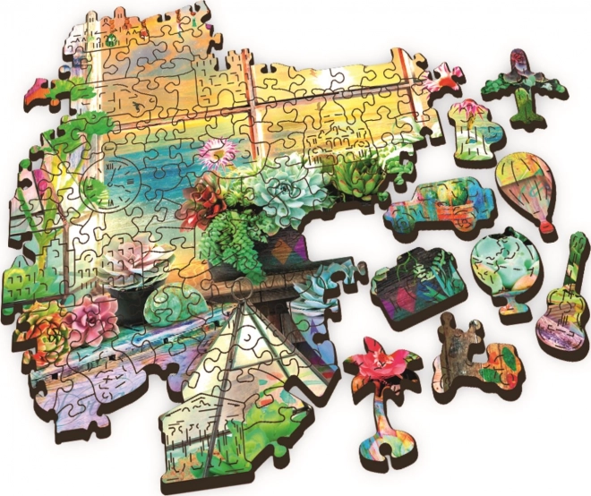Skládací puzzle TREFL Wood Craft Origin Plážový domek 501 dílků
