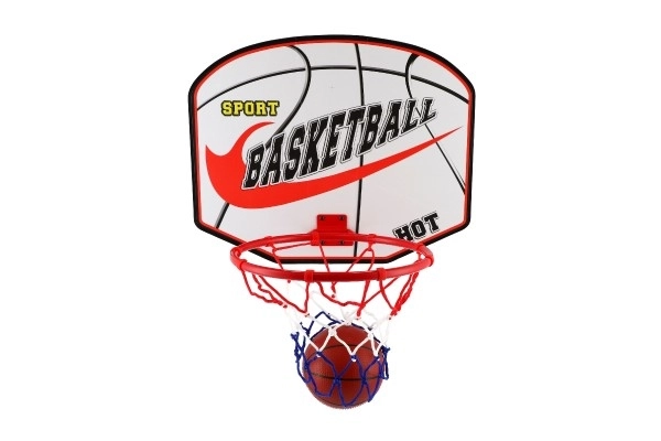 Basketbalový set s dřevěnou deskou a míčem