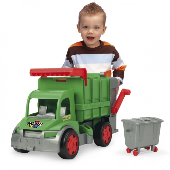 Wader funkční popelářský vůz 65 cm zelený set s kontejnerem plast