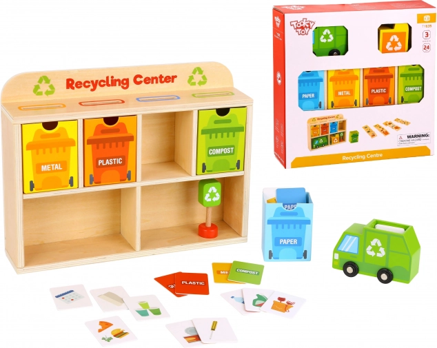 Tooky Toy Dřevěné Centrum Recyklace Edukační Třídič