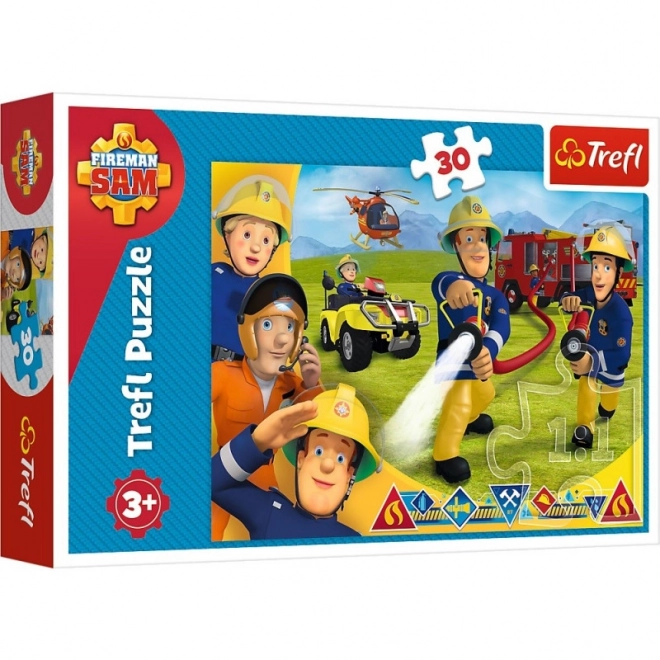 Puzzle 30 dílků - Požárník Sam, Připraveni pomáhat