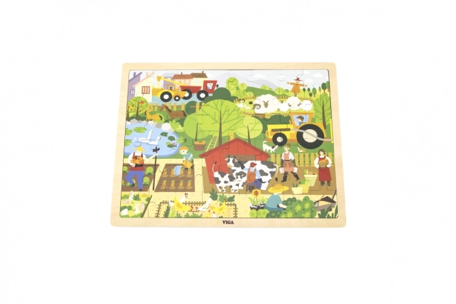 Dřevěné puzzle 48 dílků - farma