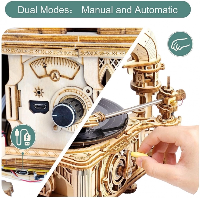 Rokr 3D dřevěné puzzle Klasický gramofon