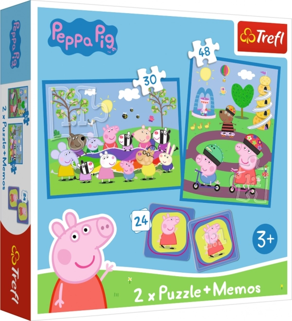 Puzzle 2v1 a memo Radosné chvíle se světou Peppou