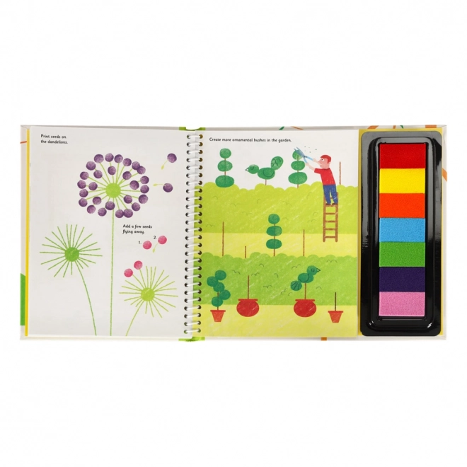 Omalovánky s otisky prstů fingerpainting activity book garden 64 stran 7 barev