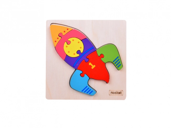 Dřevěné puzzle Montessori raketa
