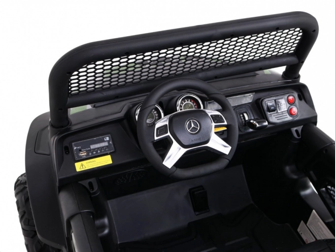 Mercedes Benz Unimog pro děti barva Moro + 4x4 + dálkové ovládání + nosič zavazadel + startování zdarma + rádio MP3 + LED dioda