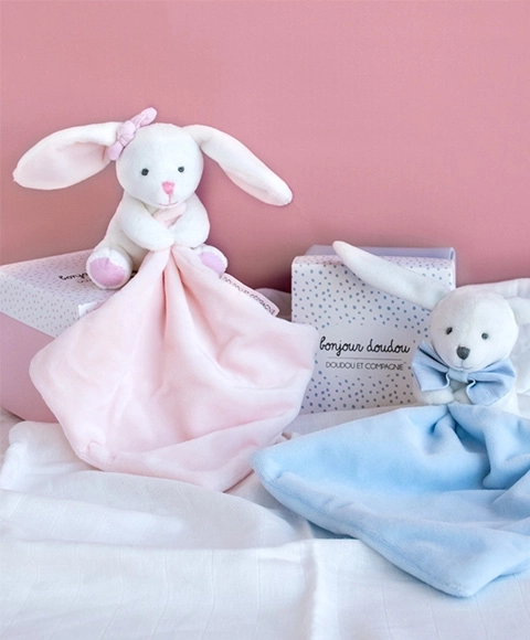 Doudou Králíček s Muchláčkem Růžová Dárková Sada