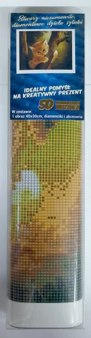 Diamantové malování - Kotě na stromě 30x40 cm