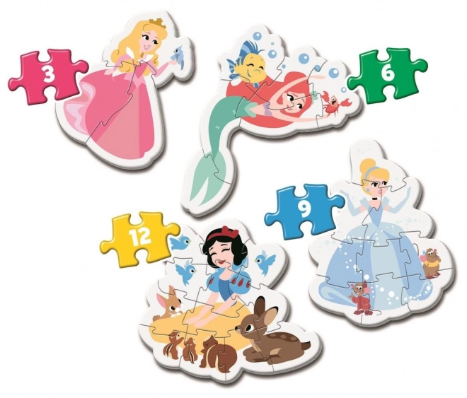 CLEMENTONI Moje první puzzle Disney princezny 4v1 (3,6,9,12 dílků)