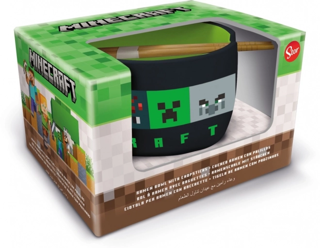 Minecraft ramen miska a hůlky dárkový set