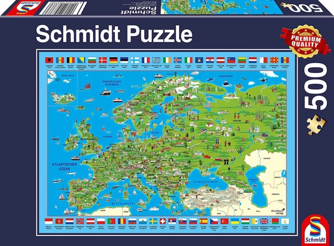 SCHMIDT Puzzle Ilustrovaná mapa Evropy 500 dílků