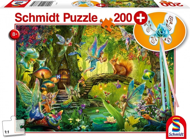 SCHMIDT Puzzle Víly v lese 200 dílků + dárek (vílí hůlka)